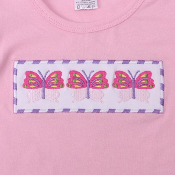 Boutique Embroidered Butterflies Girls Shorts Outfit - Picture 2 of 4
